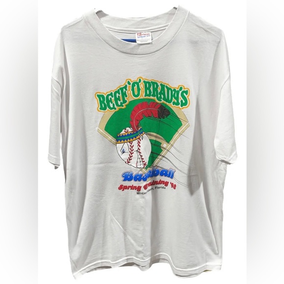 Hanes Vintage Men's White Beef O Brady's Baseball Spring Training T-shirt Large - Picture 8 of 11